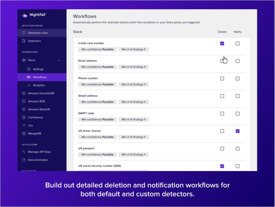 screenshot of Nightfall AI